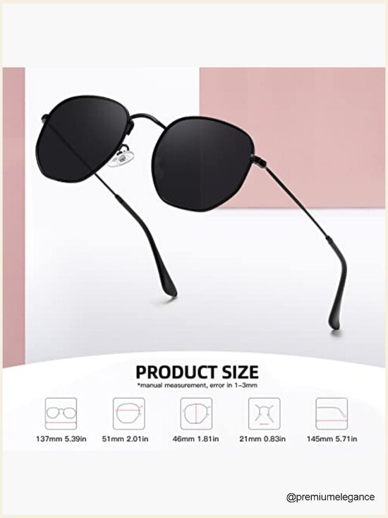 Polarized Hexagon Sunglasses UV400 Protection Metal Frame Unisex main image 5